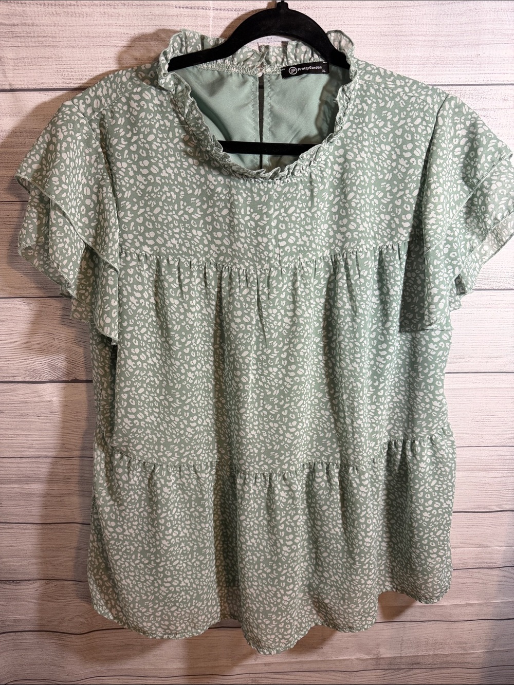 Ruffled Tiered Blouse in Sage Green by pretty garden